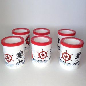 Lot of 6 Vintage Styrofoam Beer Pop Can Cooler Koozie Nautical Sailing Beach Sun